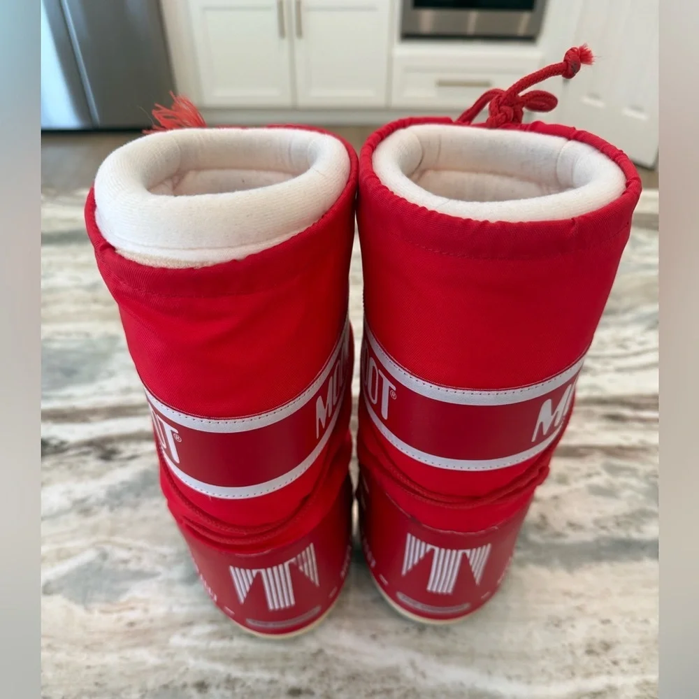 Moon Boot Kids Icon Red Padded Nylon Snow Boots Logo Size 31/34 US 13 - 2.5